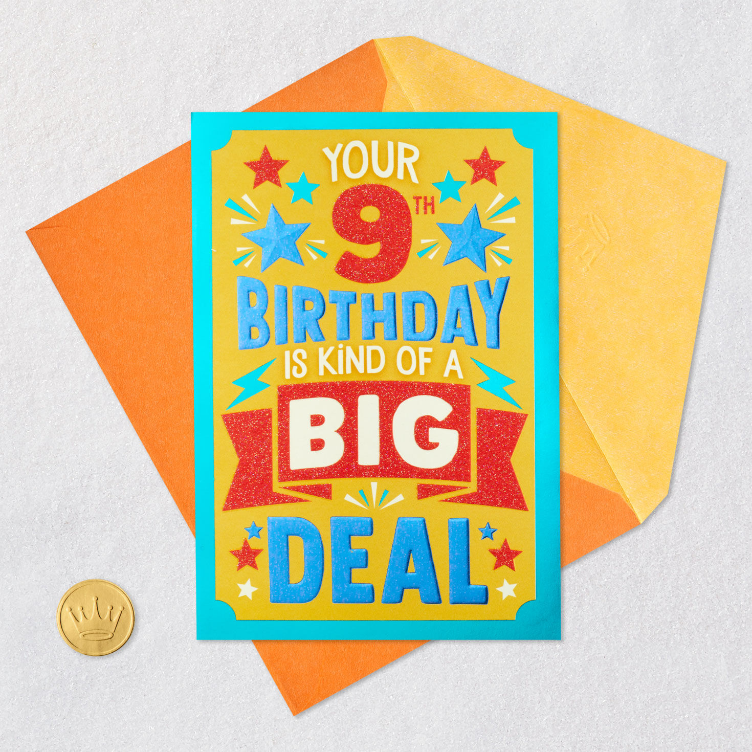 Gold and Green Birthday Card Card Front with Envelope and Gold Seal image number 5