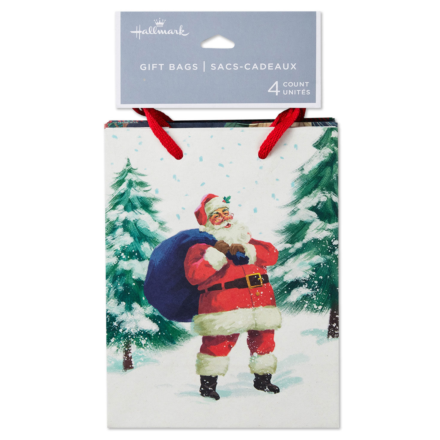 Blue and Red Plaid and Santa Holiday Gift Bags package front image number 6