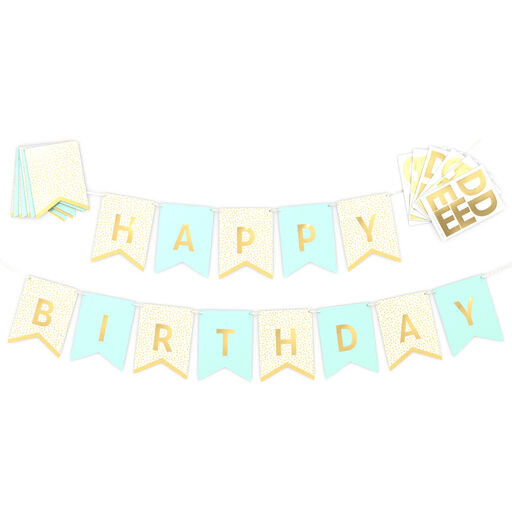 Customizable Aqua and Gold Dots Party Banner Kit, 