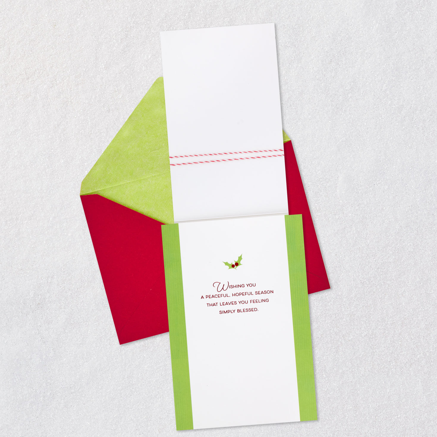 Bird with Pinecone Ornament Christmas Card Open card with envelope image number 3