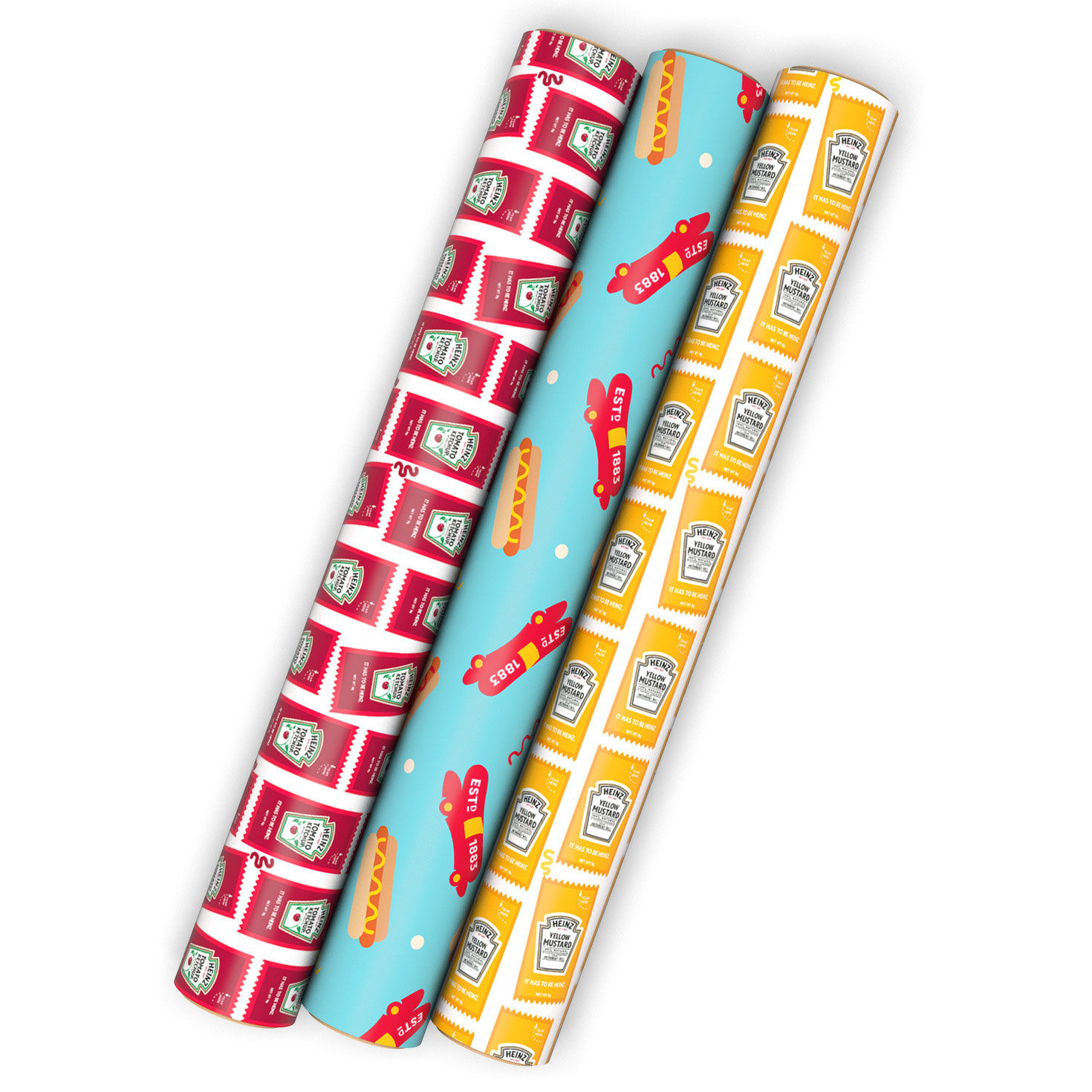 Oscar Mayer™ and Heinz Condiments 3-Pack Wrapping Paper Mini Roll Bundle, 45 sq. ft. total