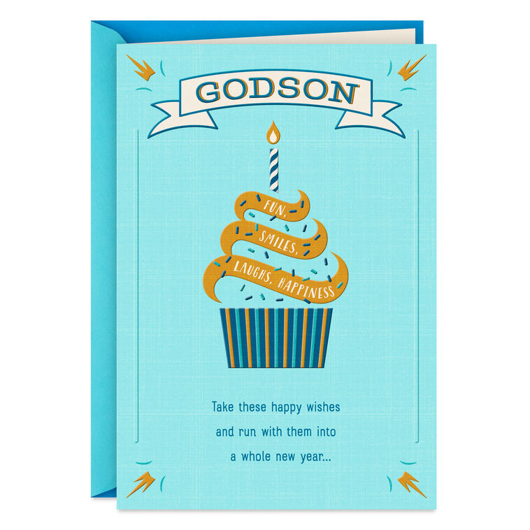 Happy Wishes for a Whole New Year Birthday Card for Godson, , large image number 1