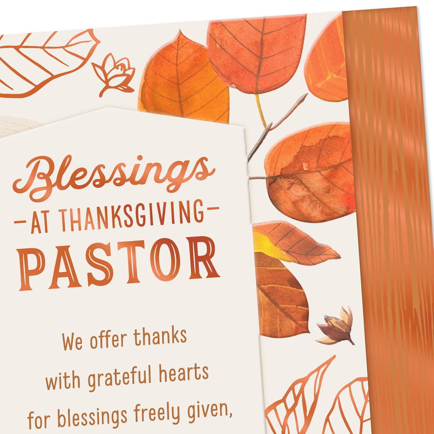 Orange Leaves Religious Thanksgiving Card for Pastor Card Front Detail image number 5