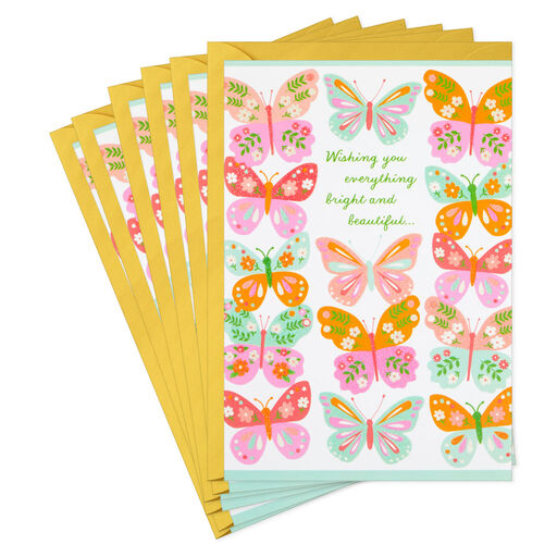 Floral Butterflies Easter Cards, Pack of 6, 