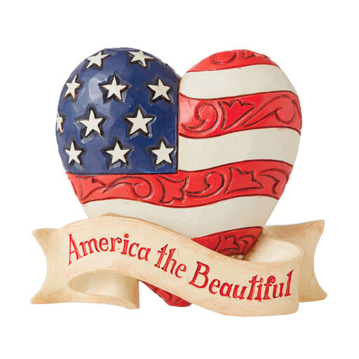 Jim Shore America the Beautiful Mini Heart Figurine, 3.3", 