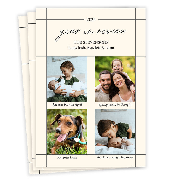 Year In Review With Captions Photo Collage Flat Holiday Photo Card
