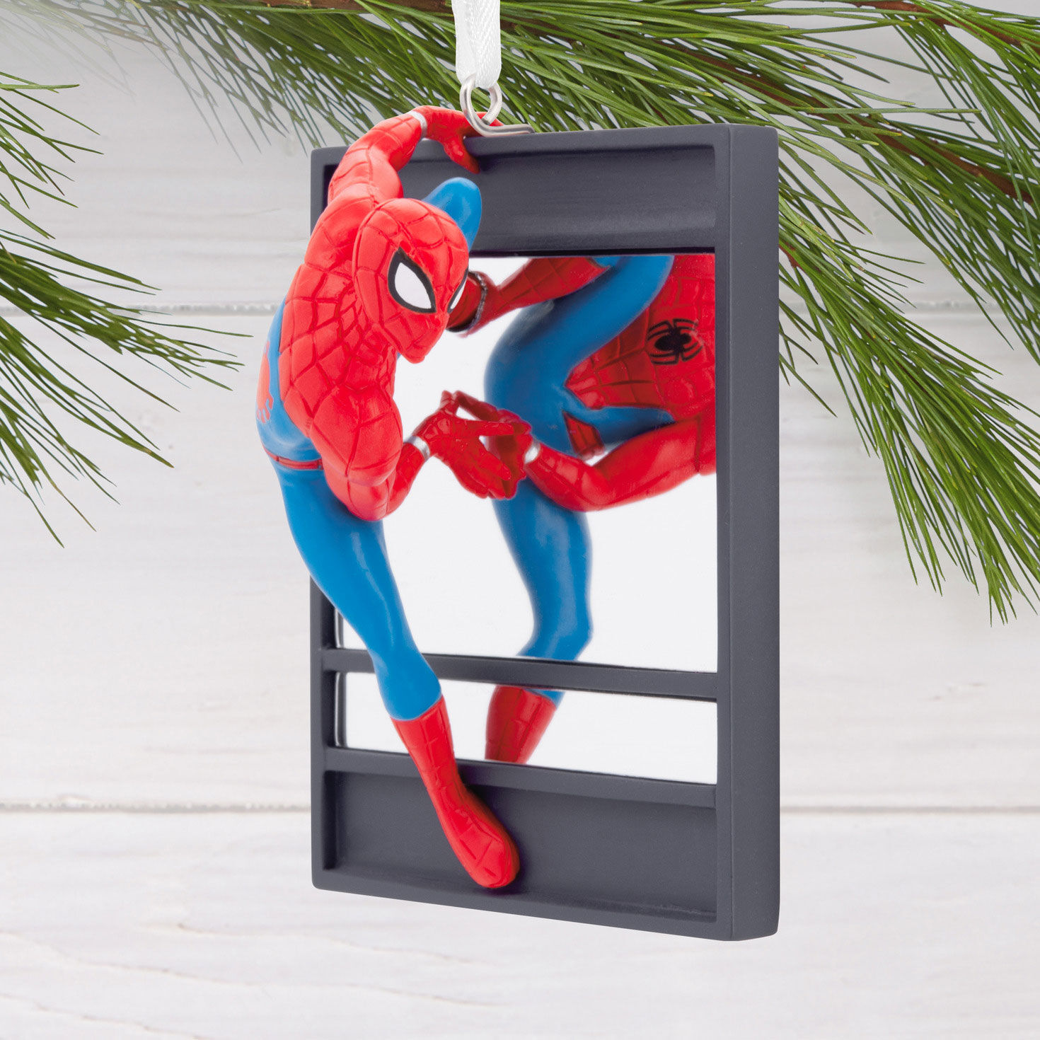 Spider-Man on Window Marvel Christmas Ornament hanging on tree image number 2