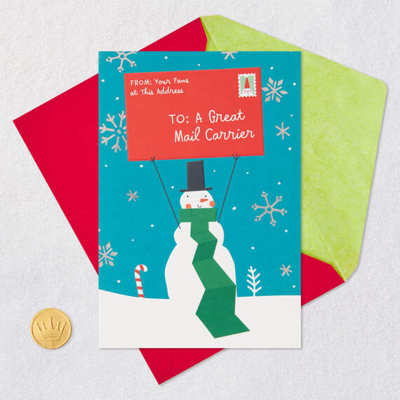 Thank You Snowman Christmas Card for Mail Carrier, , large image number 5
