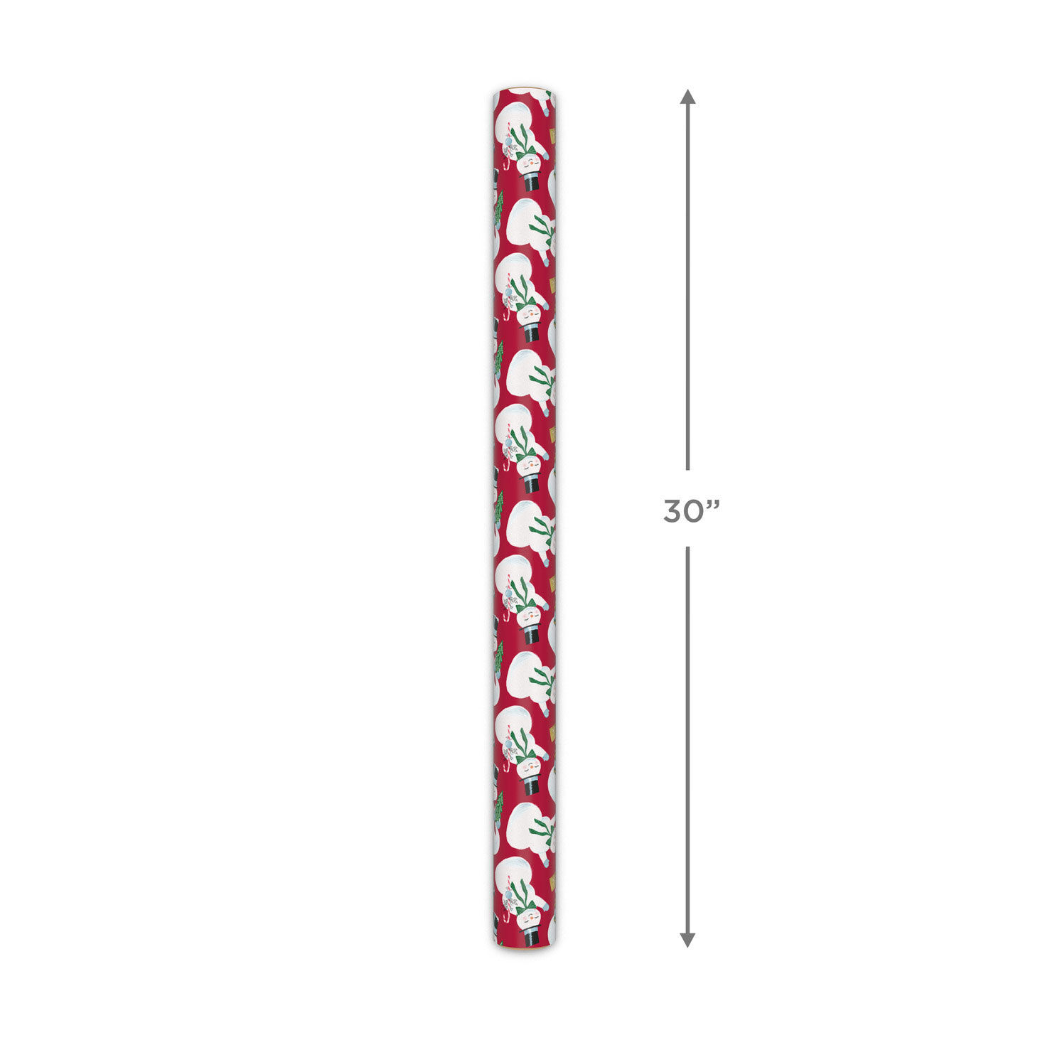 Snowmen on Red Christmas Wrapping Paper Roll Measurement image number 5