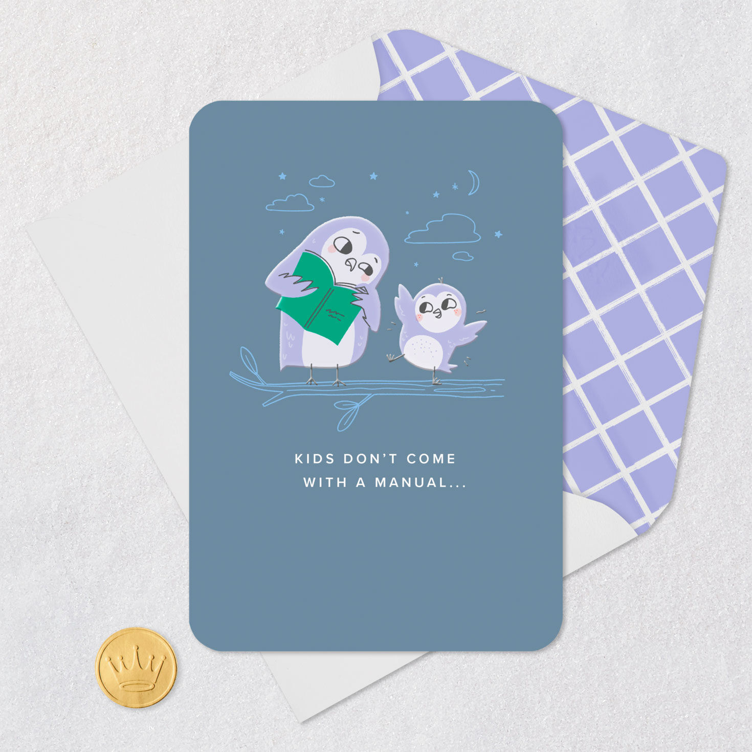 Owls Parenthood Support Encouragement Card Card Front with Envelope and Gold Seal image number 5