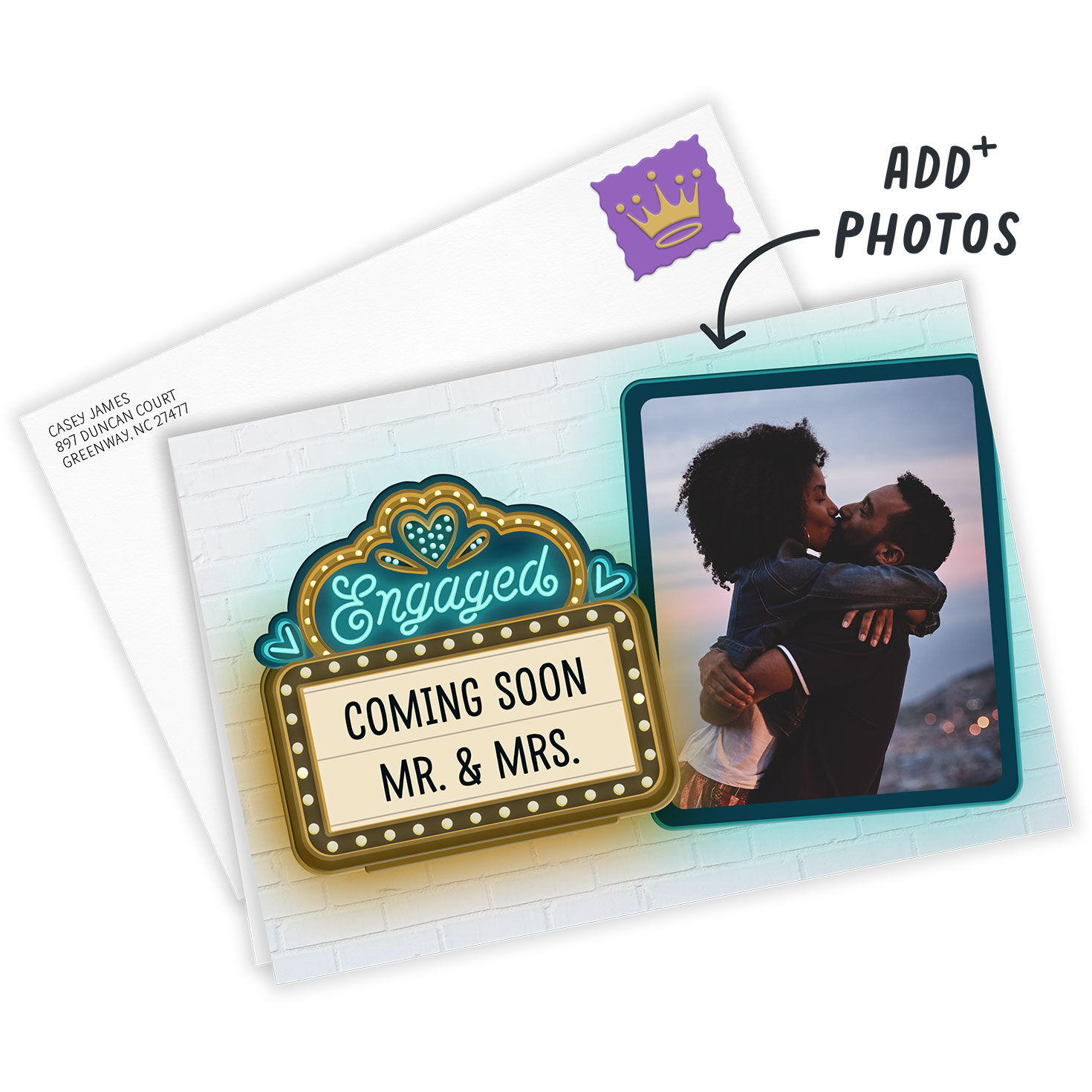 Theater Marquee Custom Wedding Engagement Card, , large image number 2