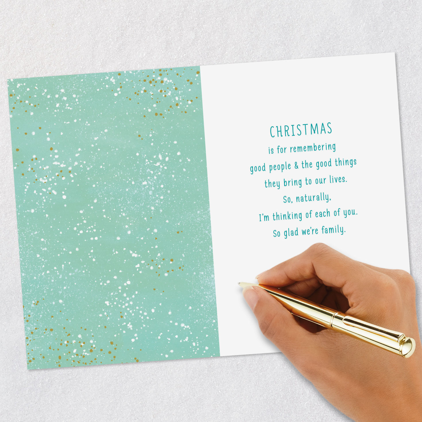 Teal Ornament Winter Scene Christmas Card for Nephew Signing card image number 6
