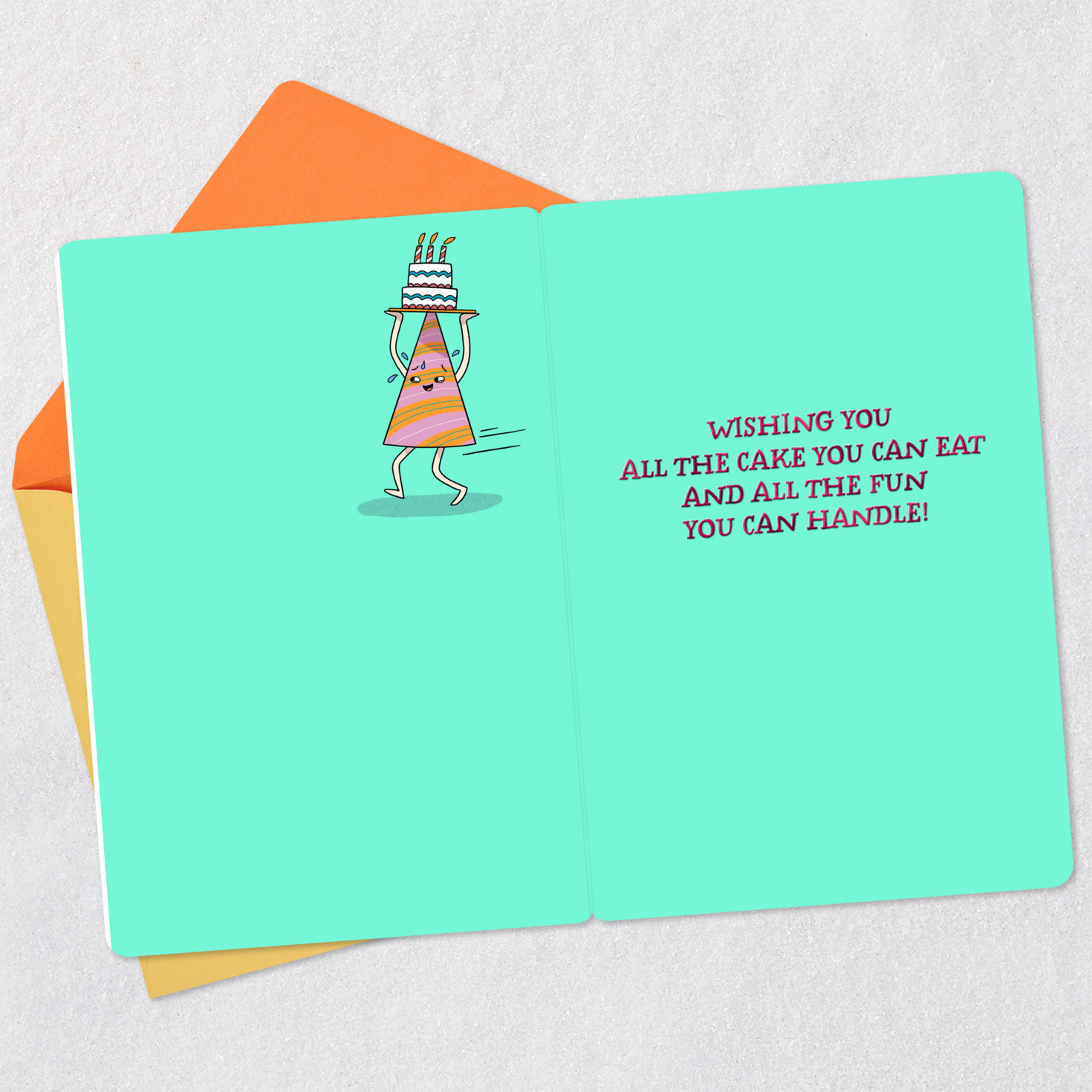 Dancing Party Hats Birthday Card for Kids Open card with envelope image number 3