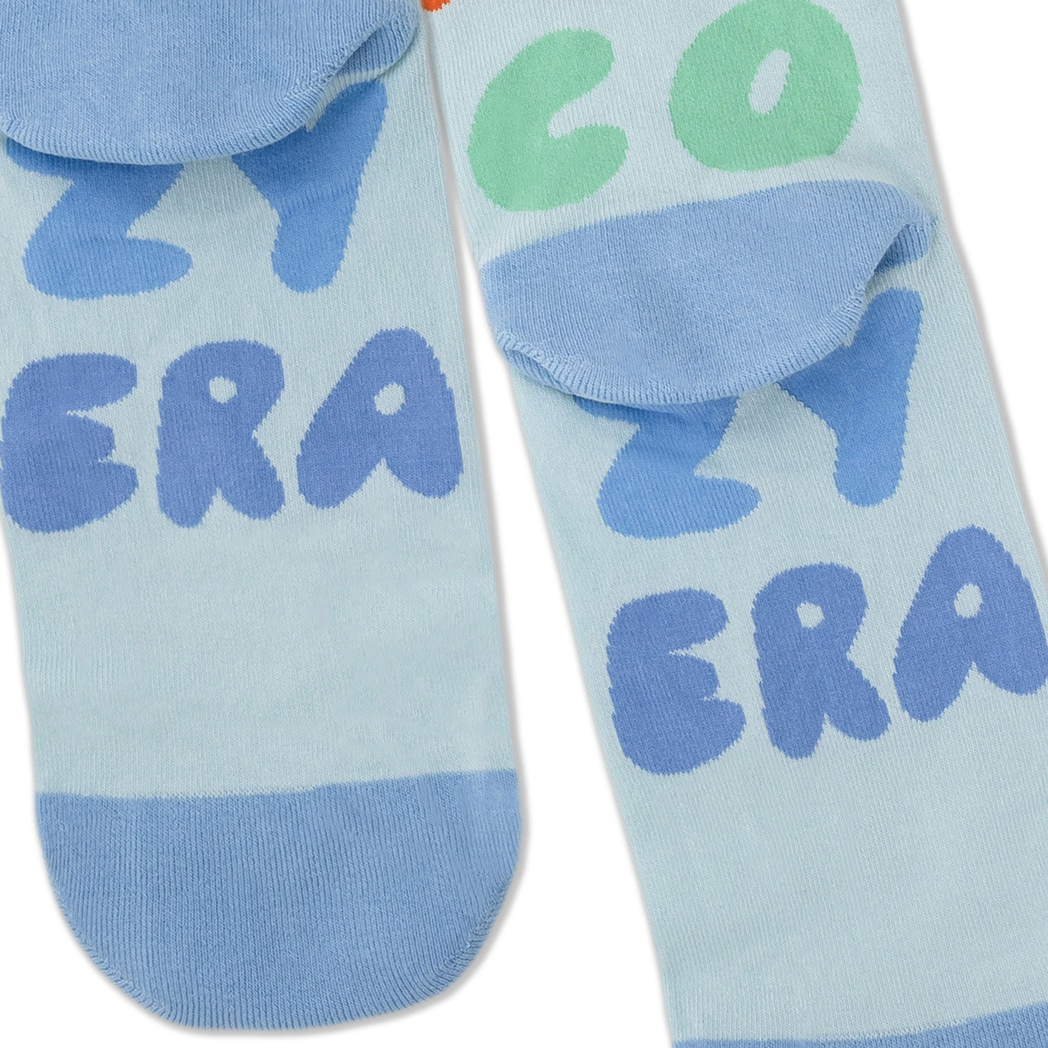 In My Cozy Era Light Blue Crew Socks upclose view image number 4
