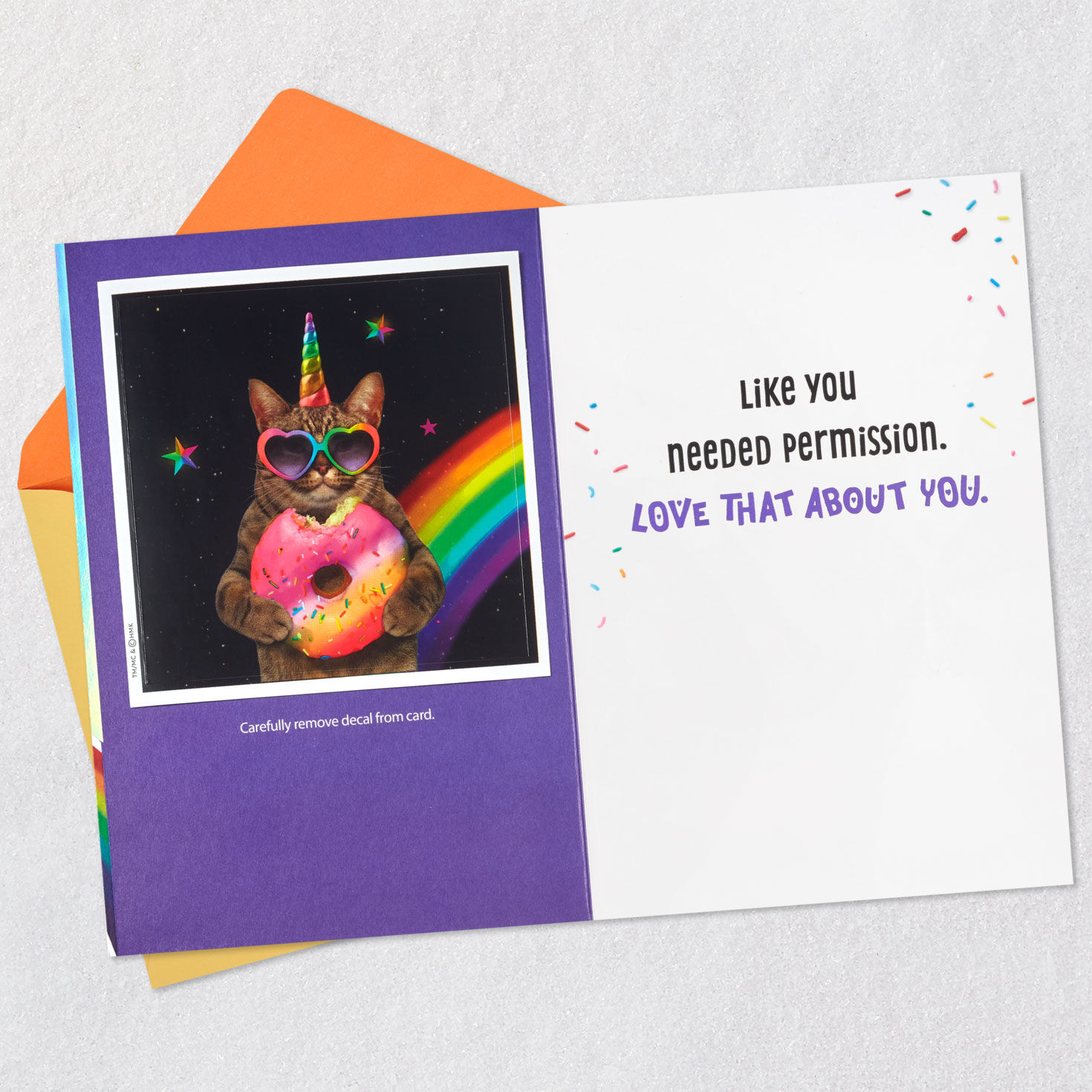 Go Over the Top Unicorn Cat 8th Birthday Card With Decal, , large image number 3