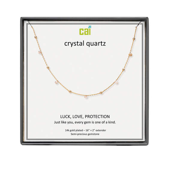CAI Jewelry Gold and Crystal Quartz Satellite Necklace