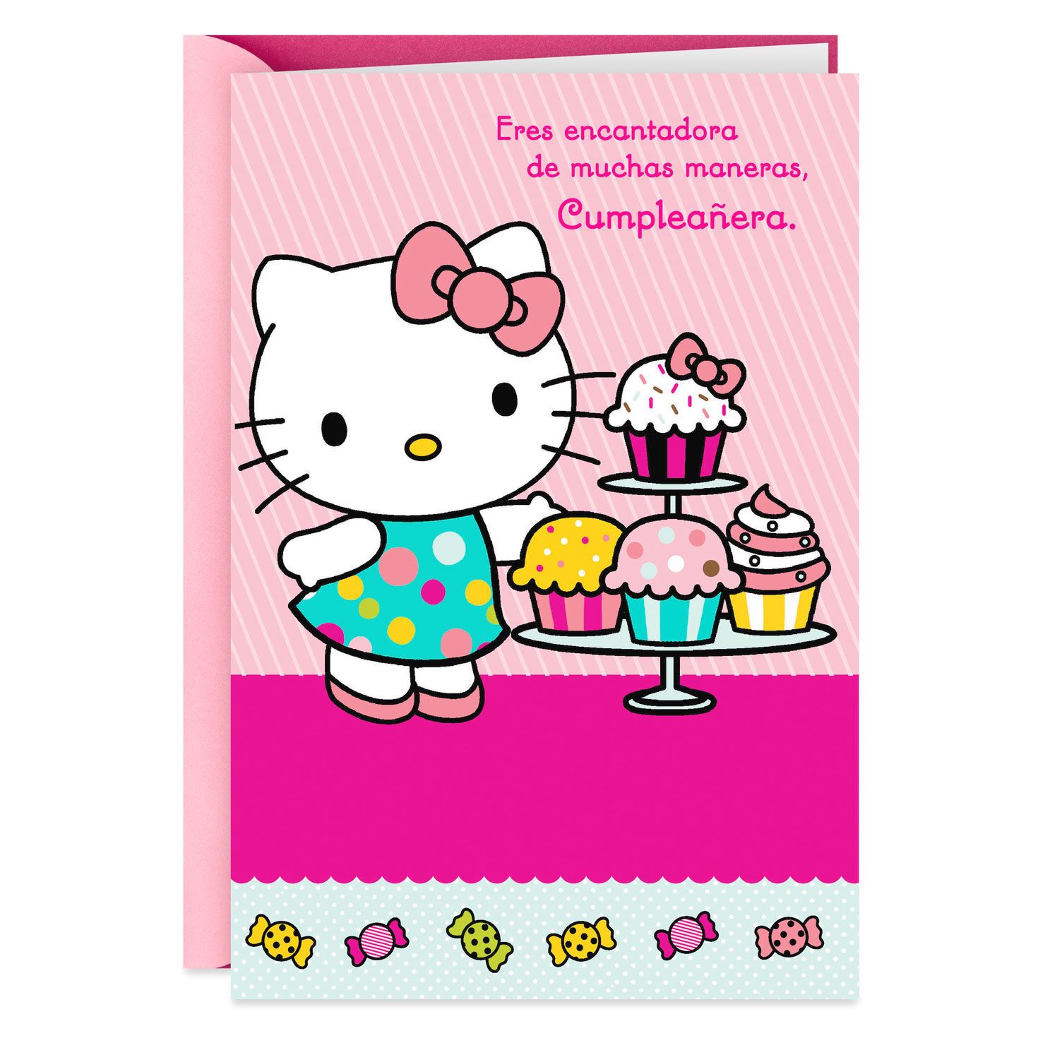 Hello Kitty Charming Girl Spanish Language Birthday Card