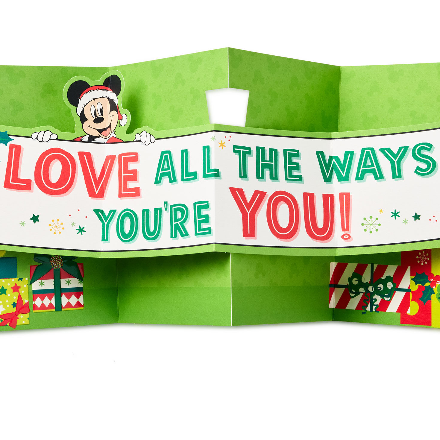 Green Tree Mickey Mouse Grandson Pop-Up Christmas Card Sentiment image number 2