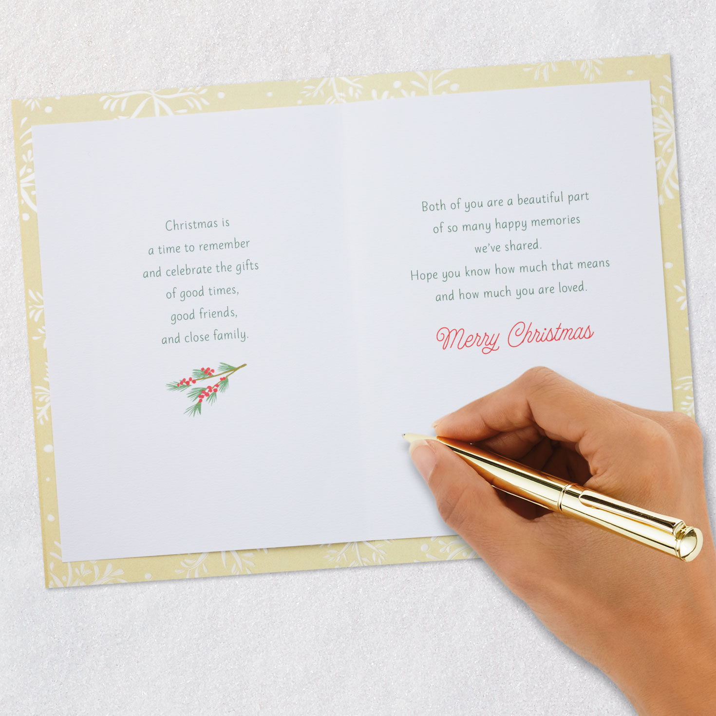 White Flower Greenery Christmas Card for Daughter and Son-in-Law Signing card image number 7