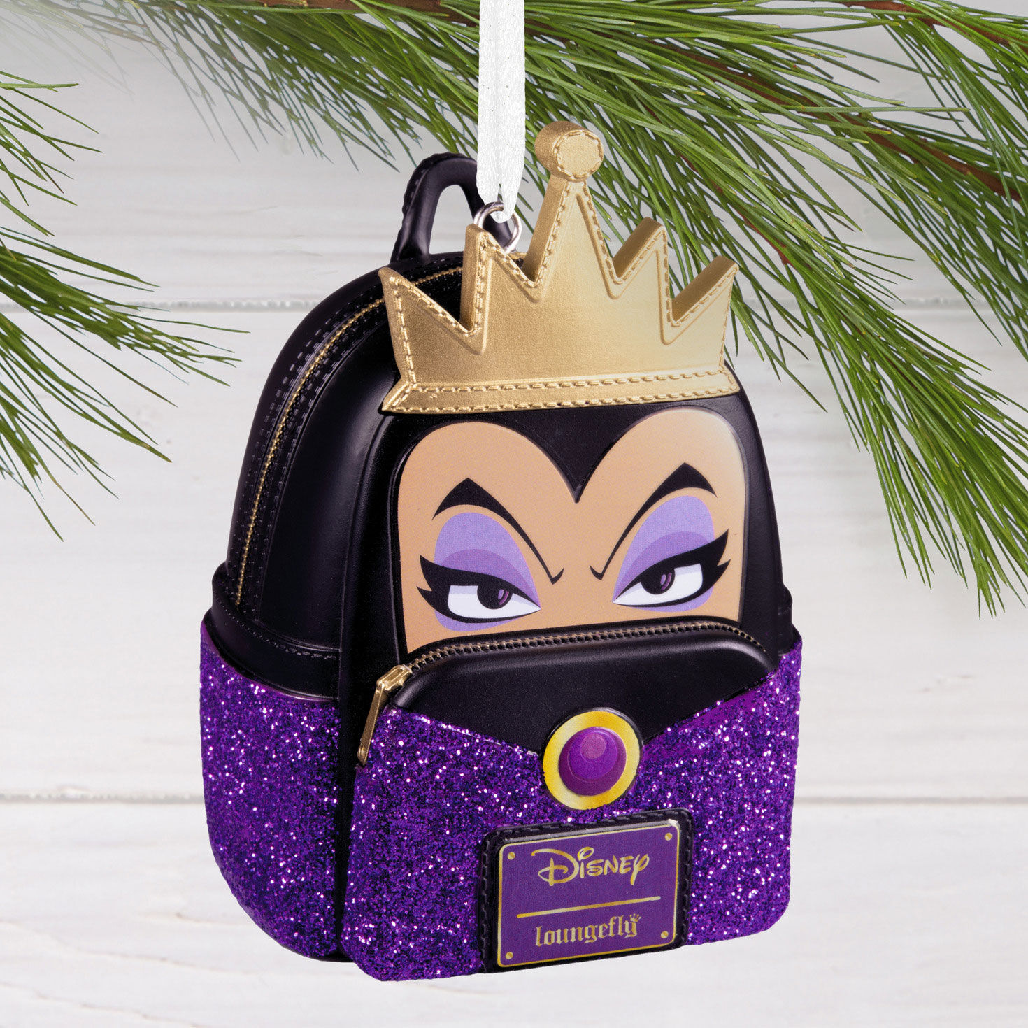 Evil Queen Loungefly Backpack Christmas Ornament hanging on tree image number 2