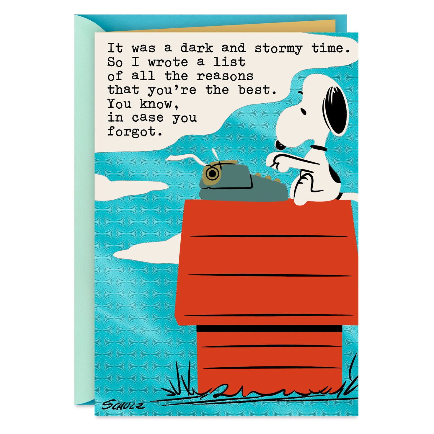 Peanuts® Snoopy Typing Thinking of You Card