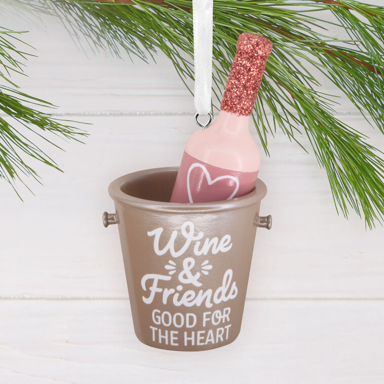 Wine and Friends Christmas Ornament Hanging on tree image number 2