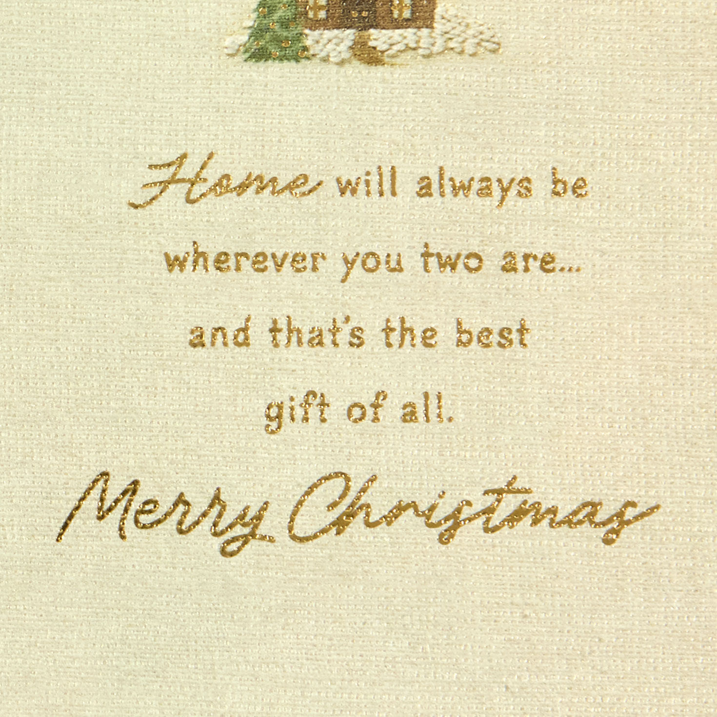 Vintage Embroidery Winter Scene Parents Christmas Card Sentiment image number 3