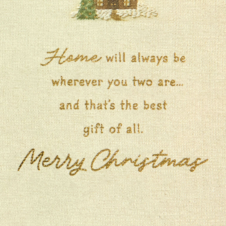 Vintage Embroidery Winter Scene Parents Christmas Card Sentiment image number 3