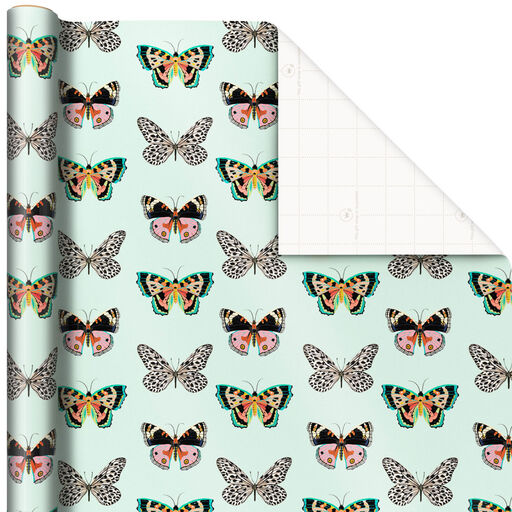 Butterflies on Mint Wrapping Paper, 20 sq. ft., 