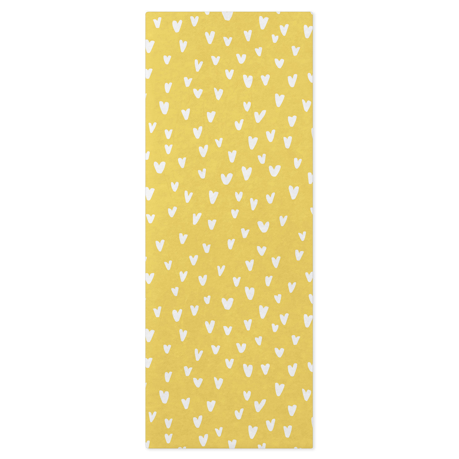 White Hearts on Yellow Tissue Paper, 6 Sheets