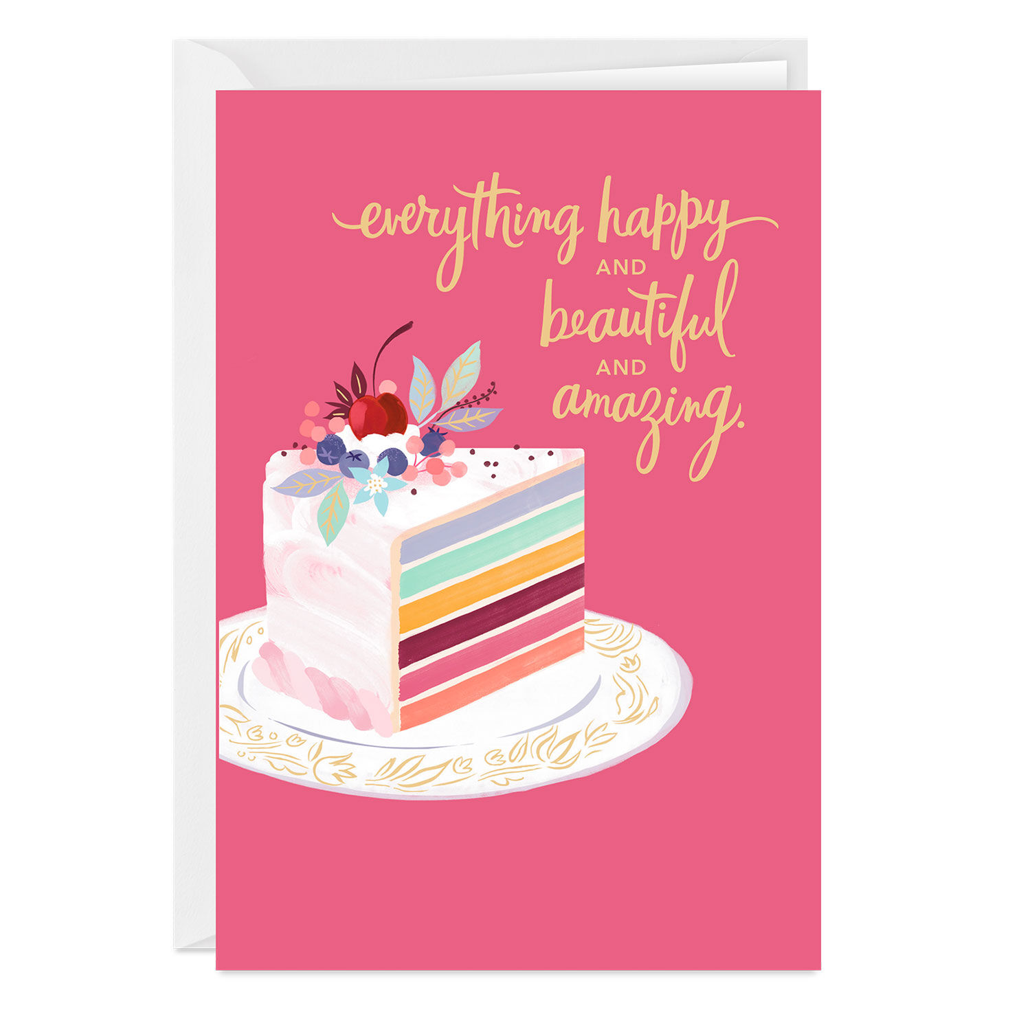 Fancy Layered Cake Custom Birthday Card, , large image number 1