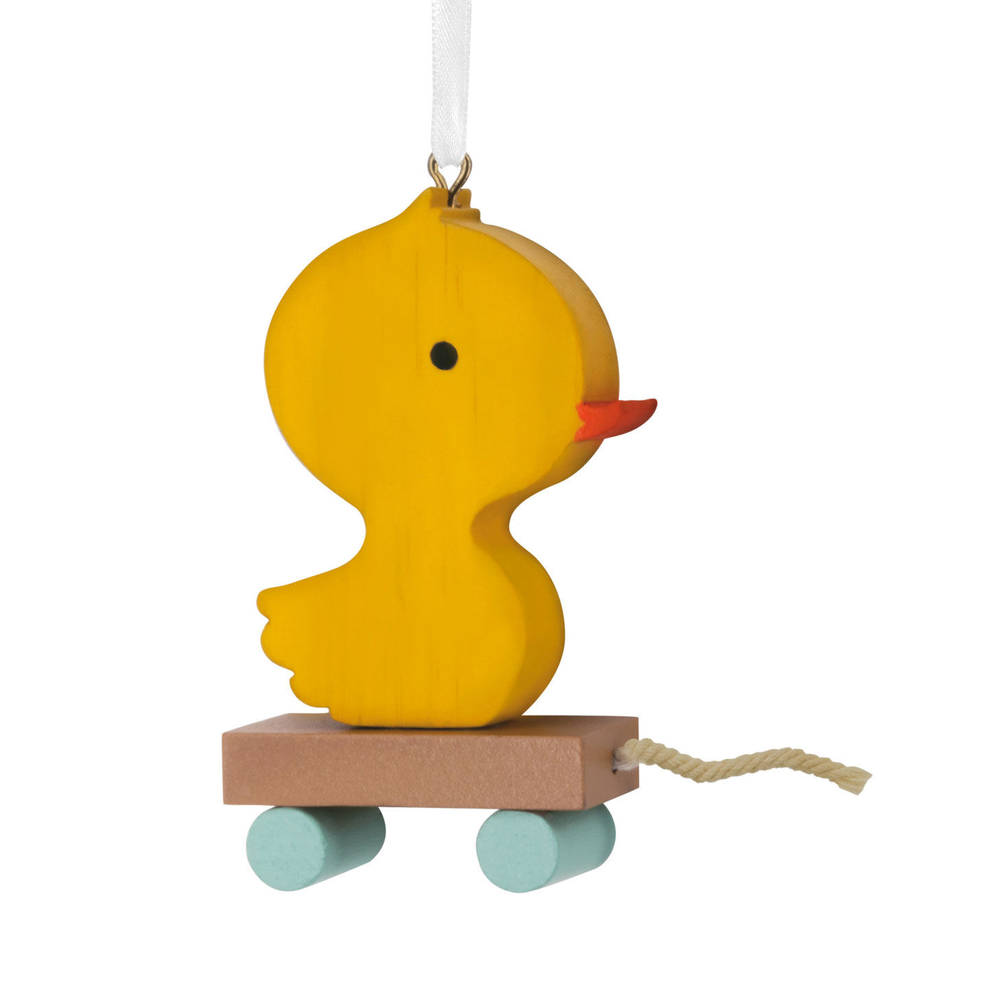 Yellow Duck Pull Toy Christmas Ornament  image number 4