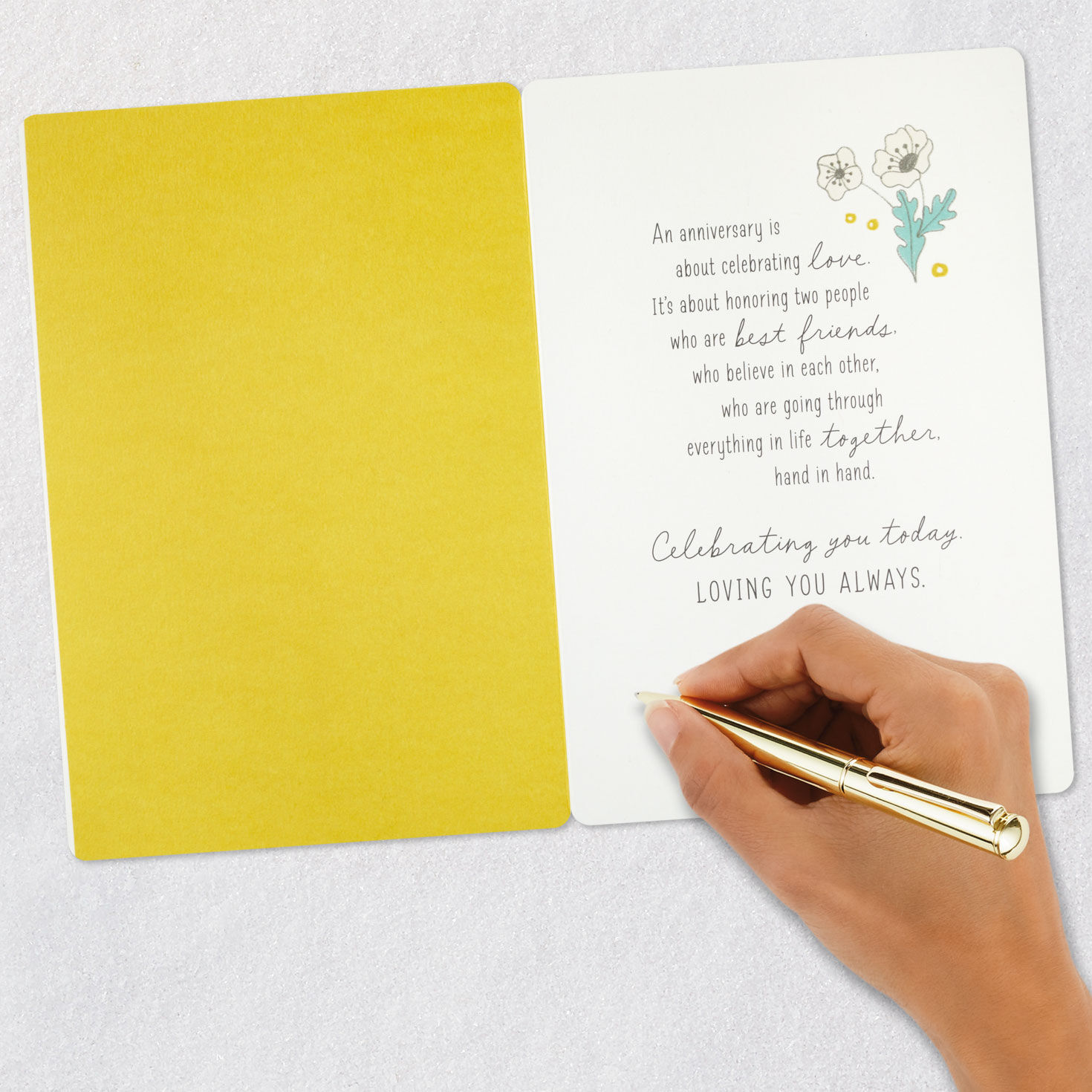 Peach and Yellow Flowers with Holding Hands Anniversary Card  image number 6