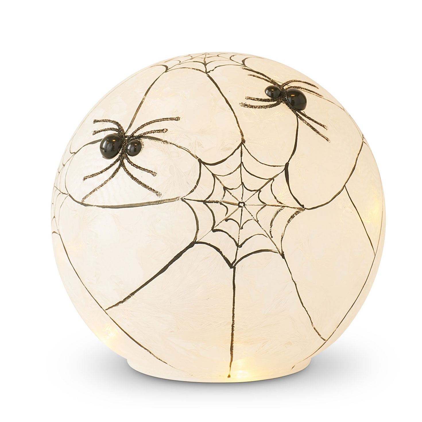 K&K Interiors Frosted Glass Spiderweb Globe With Light, 5.5"