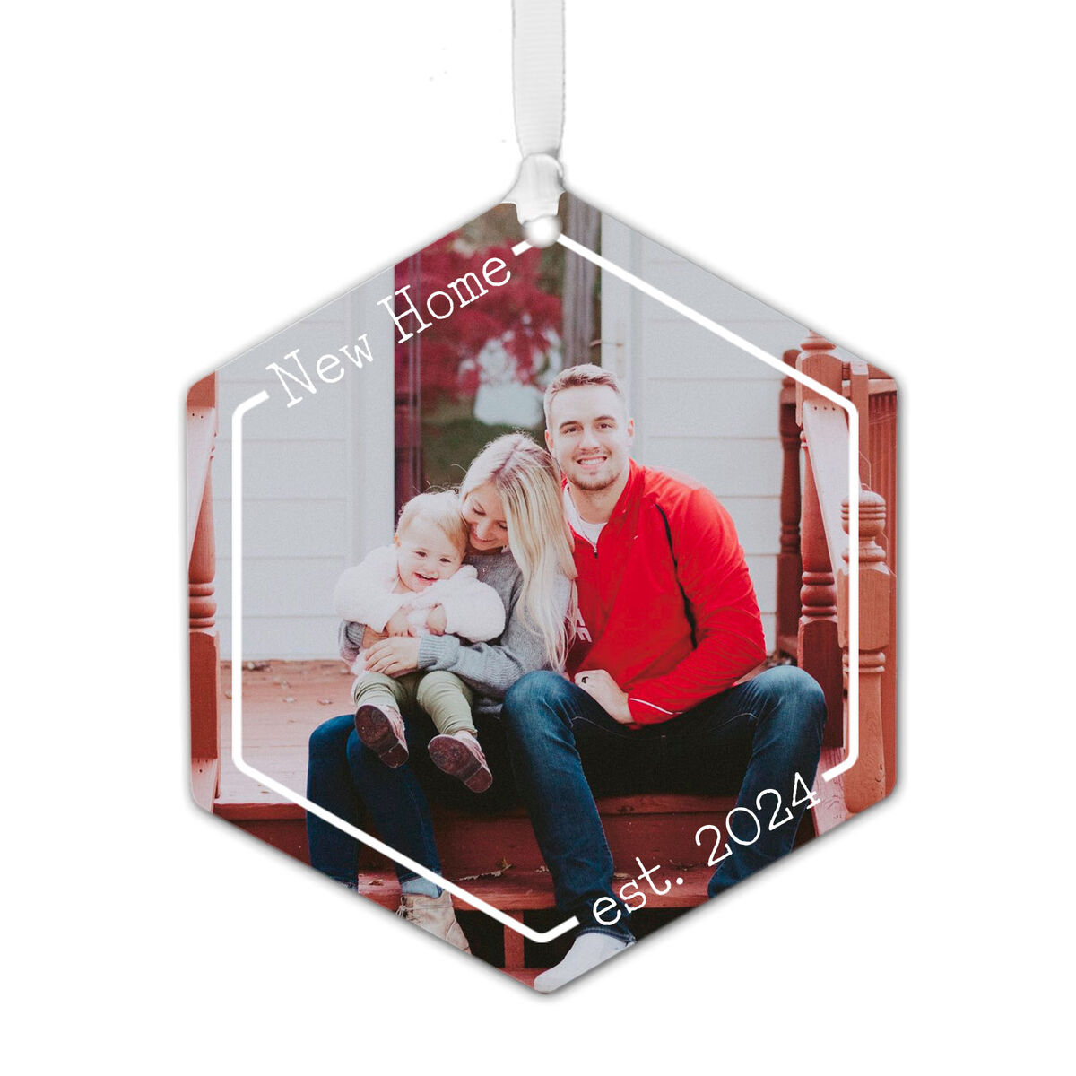 New Home Personalized Text and Photo Metal Ornament Personalized
