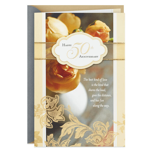 Best Kind of Love Yellow Roses 50th Anniversary Card, 