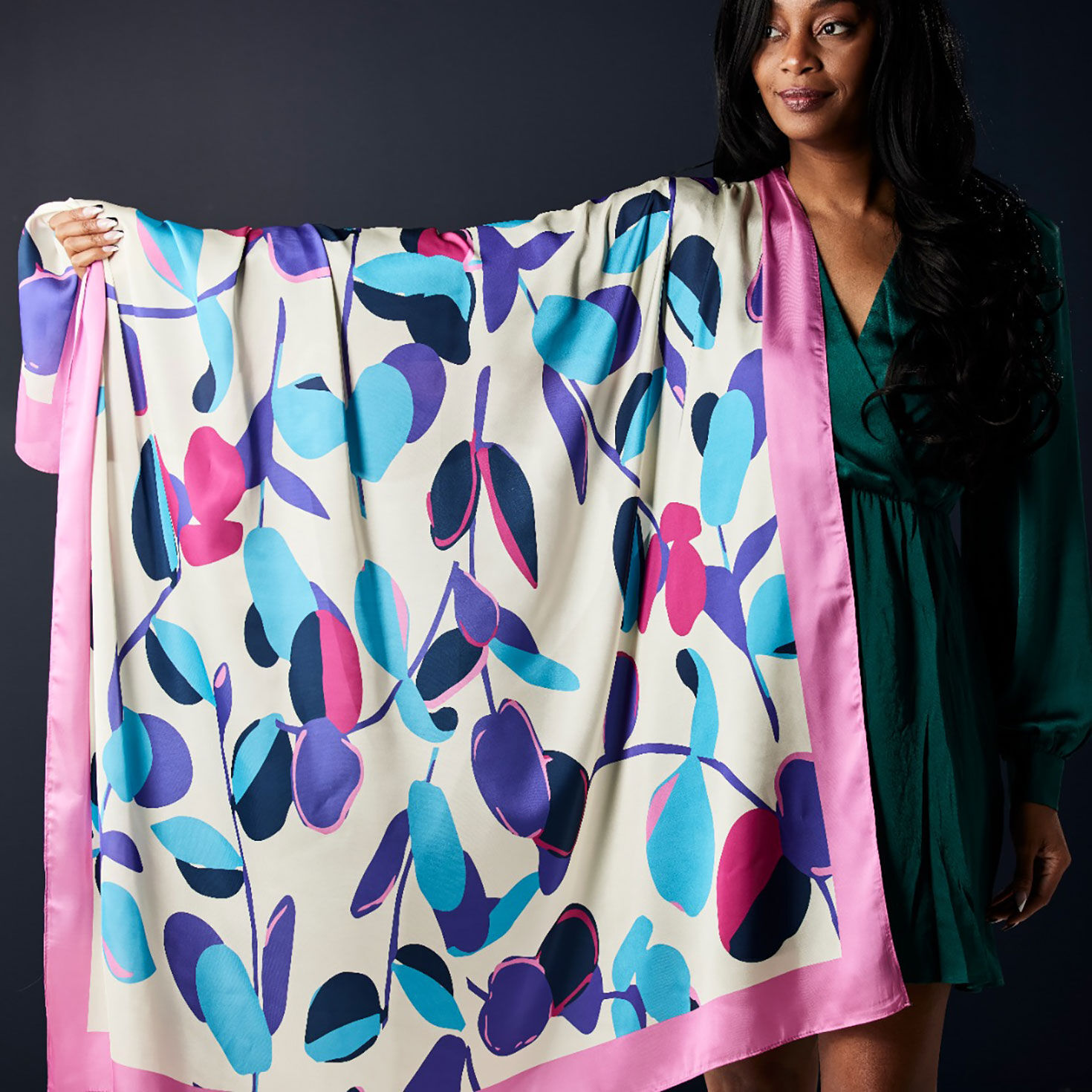 Sylvia Mollie Vibrant Vines Floral Scarf, Vibrant Vines Floral, large image number 5