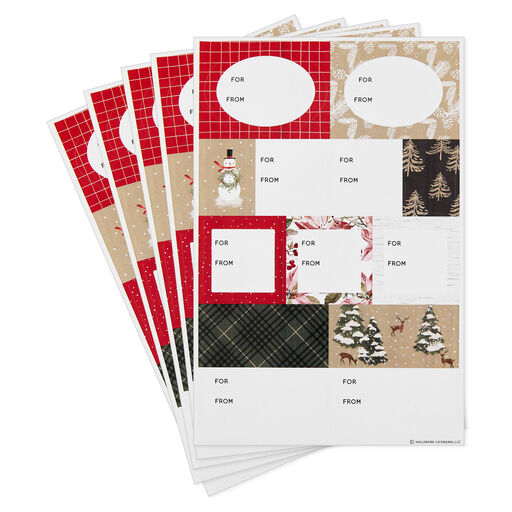 Assorted Cozy and Charming Holiday Gift Tag Stickers, Pack of 45, 