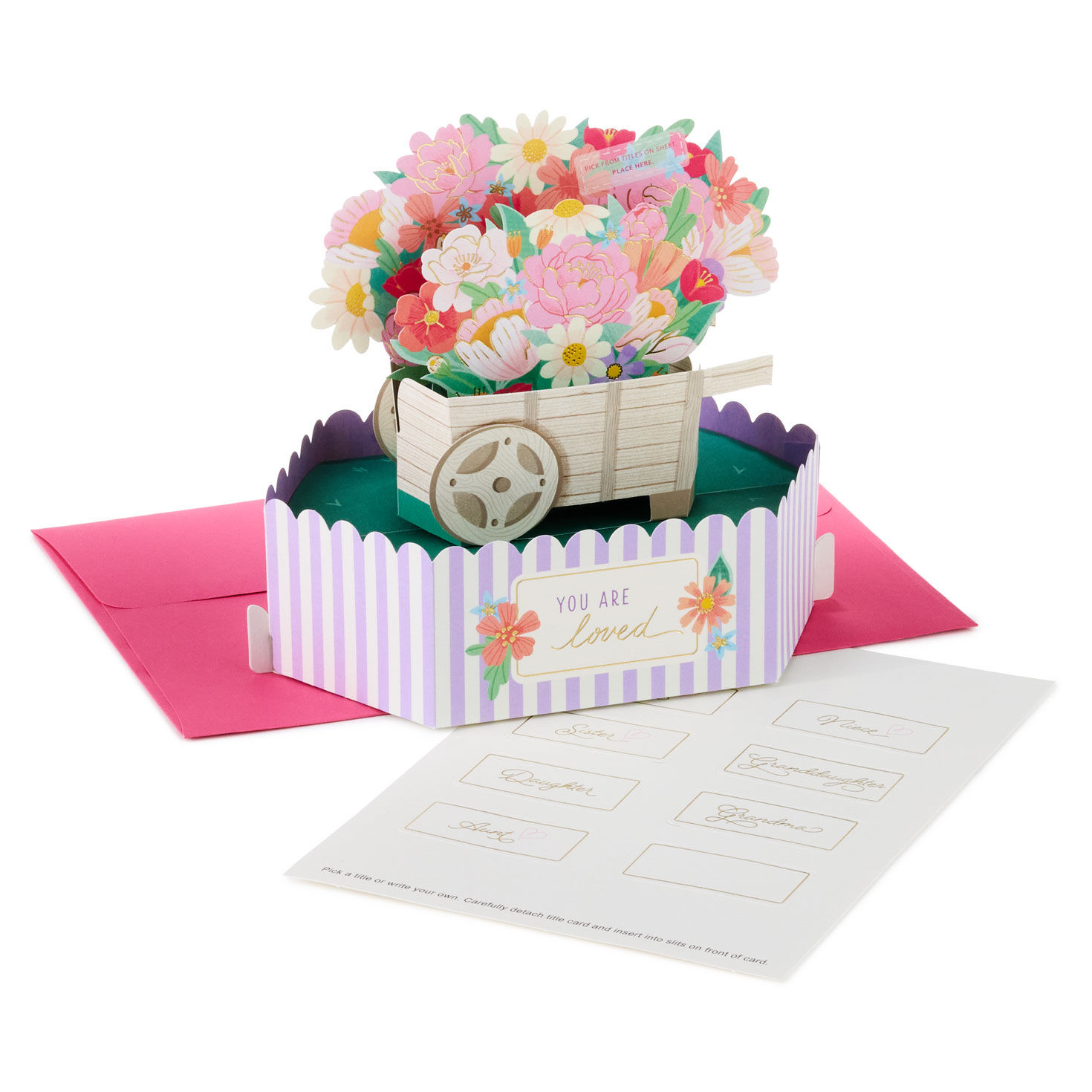 You Are Loved Flowers in Cart 3D Pop-Up Mother's Day Card