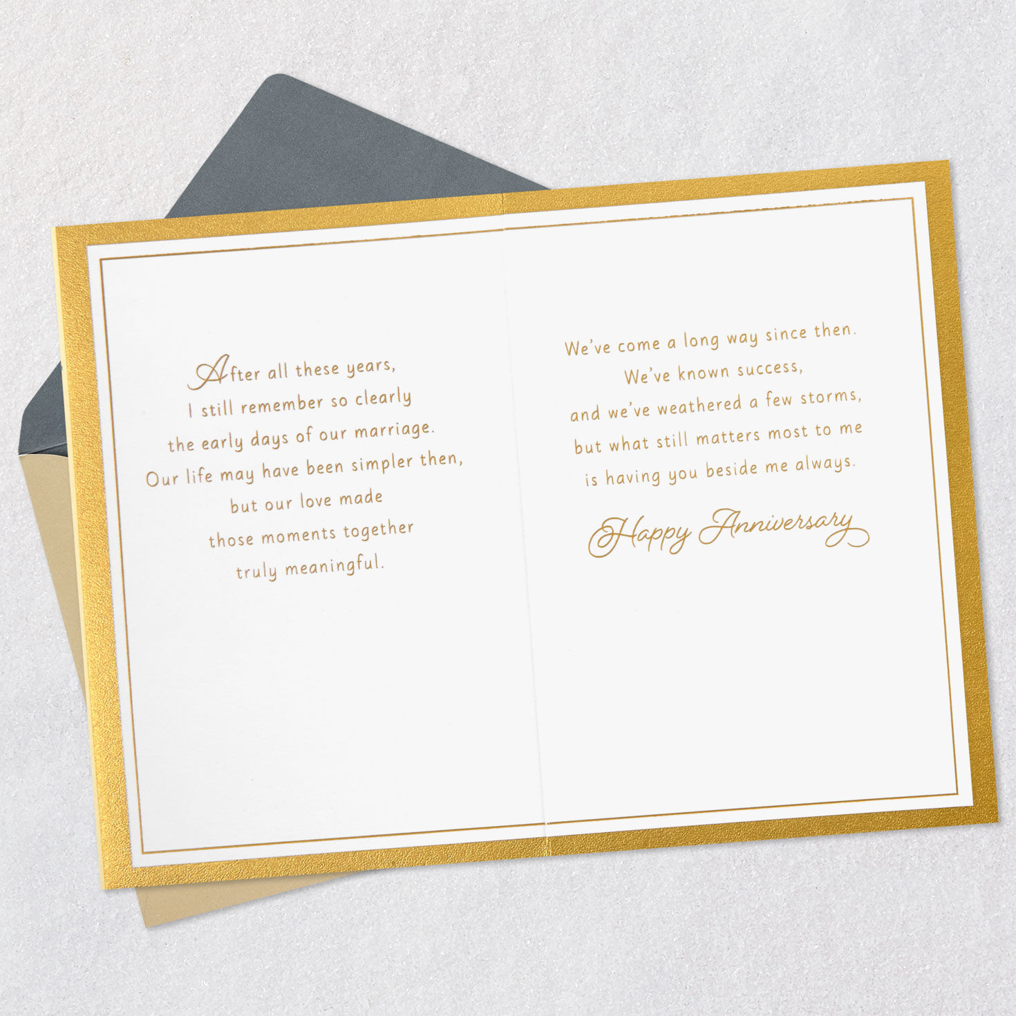 Gold Roses 50th Anniversary Card for Husband or Wife Open card with envelope image number 4