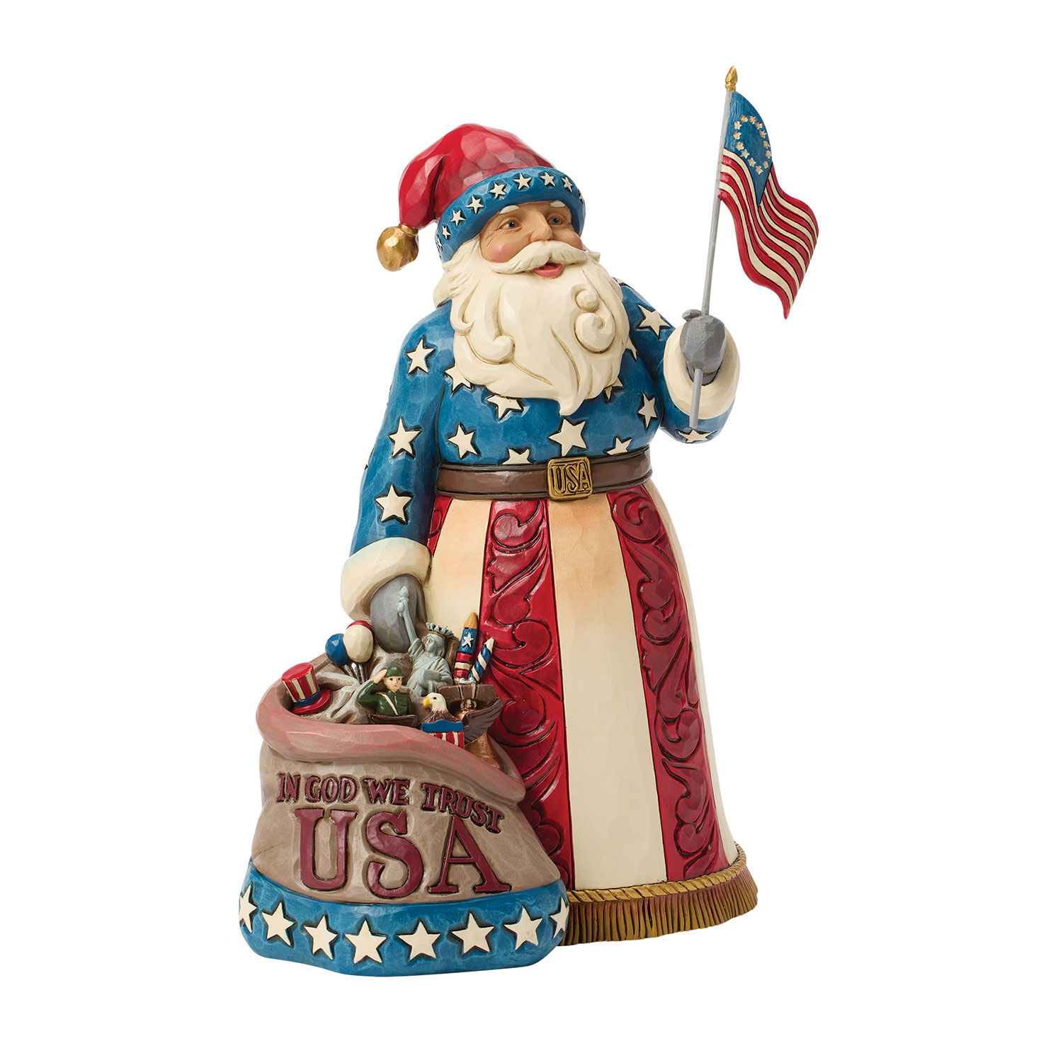 Jim Shore Heartwood Creek American Tradition Santa Figurine, 8.75"