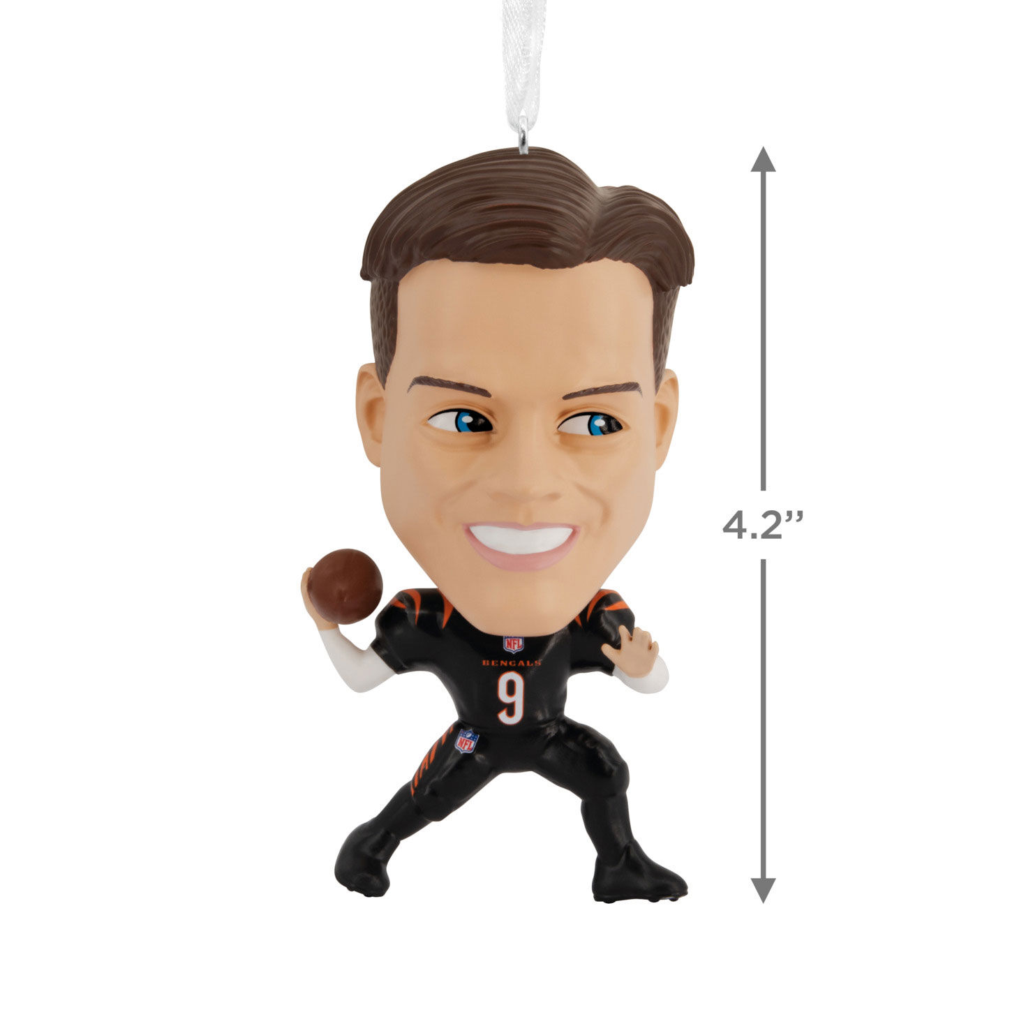 Joe Burrow Bobblehead Christmas Ornament measurement image number 3