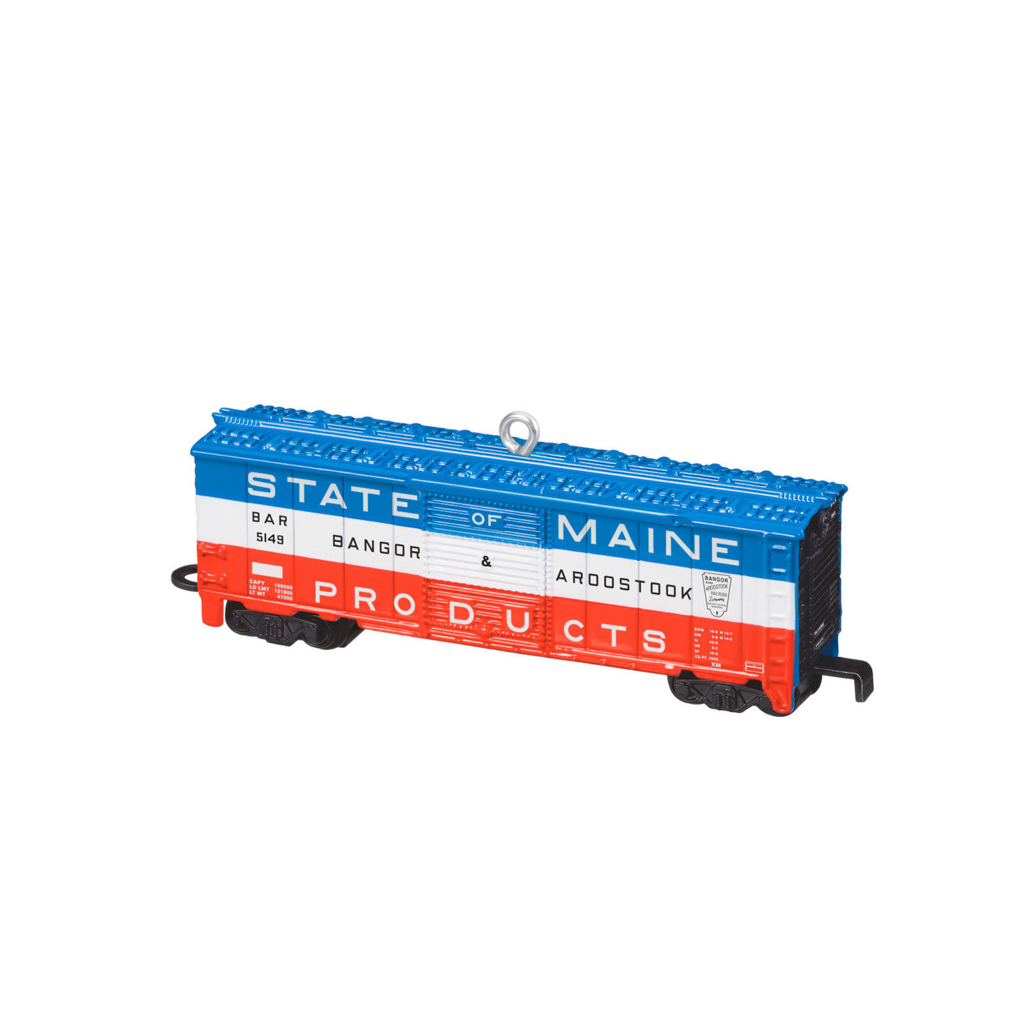 Red White Blue Train Boxcar Keepsake Ornament Back image number 6