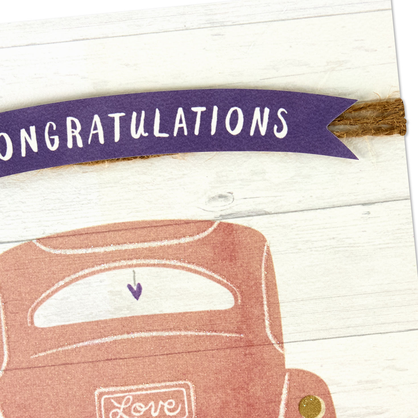 Just Married Vintage Getaway Car Wedding Card Card Front Detail image number 4