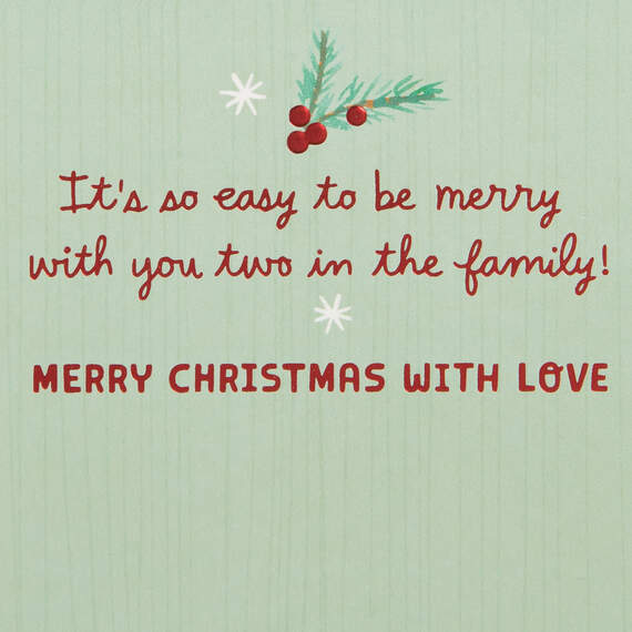 Happy and Merry Christmas Card for Son and His Love, , large image number 2