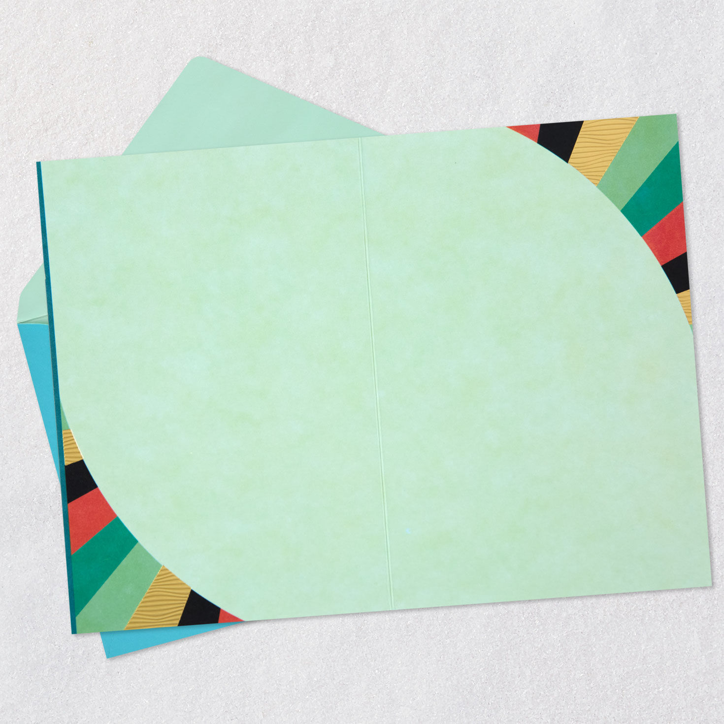 Patchwork Rainbow and Rays Blank Card Open card with envelope image number 2