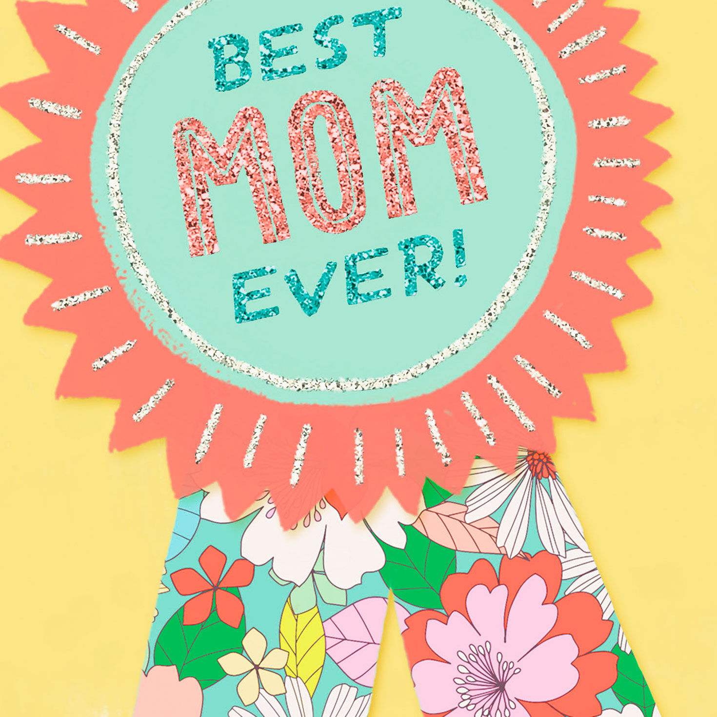 Sparkly Floral Ribbon Mother's Day Card for Mom Card Front Detail image number 4