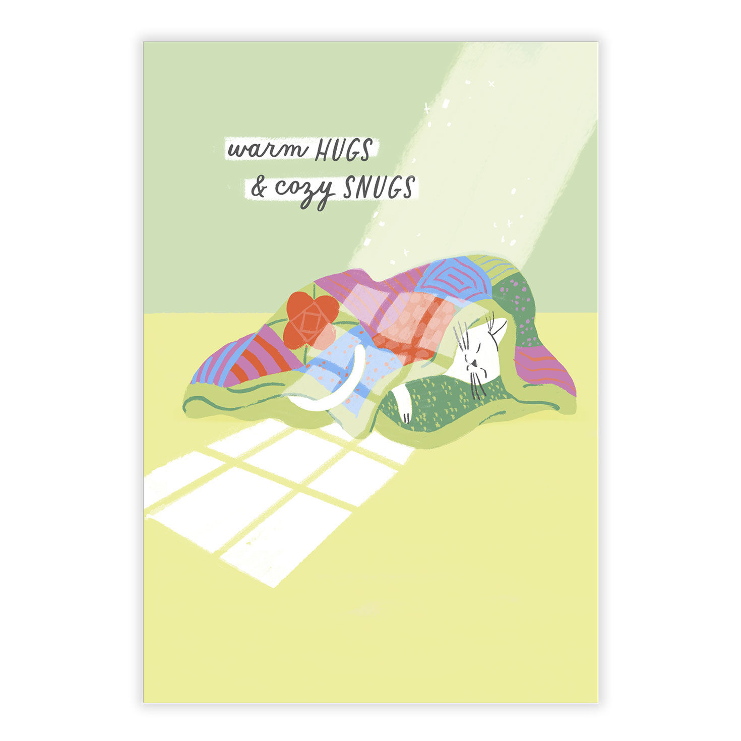 Cat in Quilt Personalized Thinking of You Card front image number 2