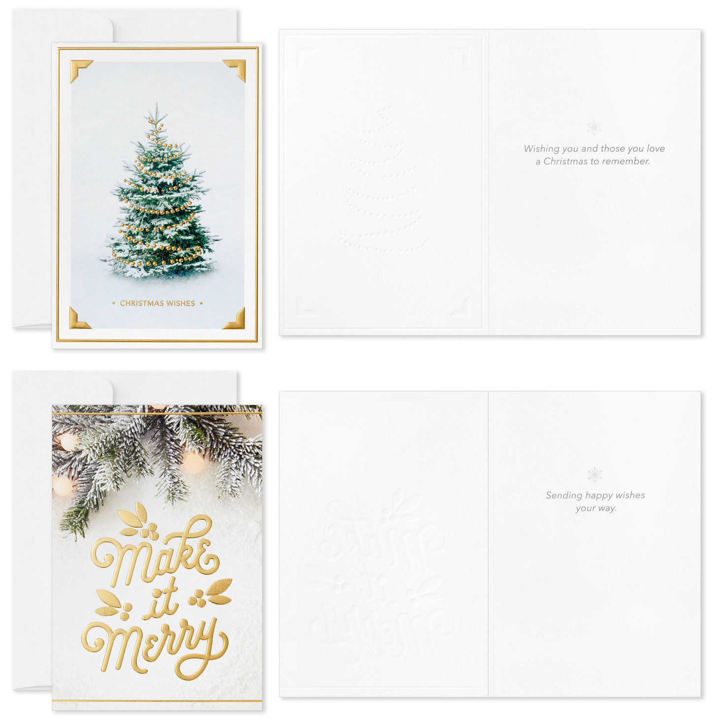 White and Gold Boxed Christmas Card Bulk Pack Card Front with Sentiment image number 4