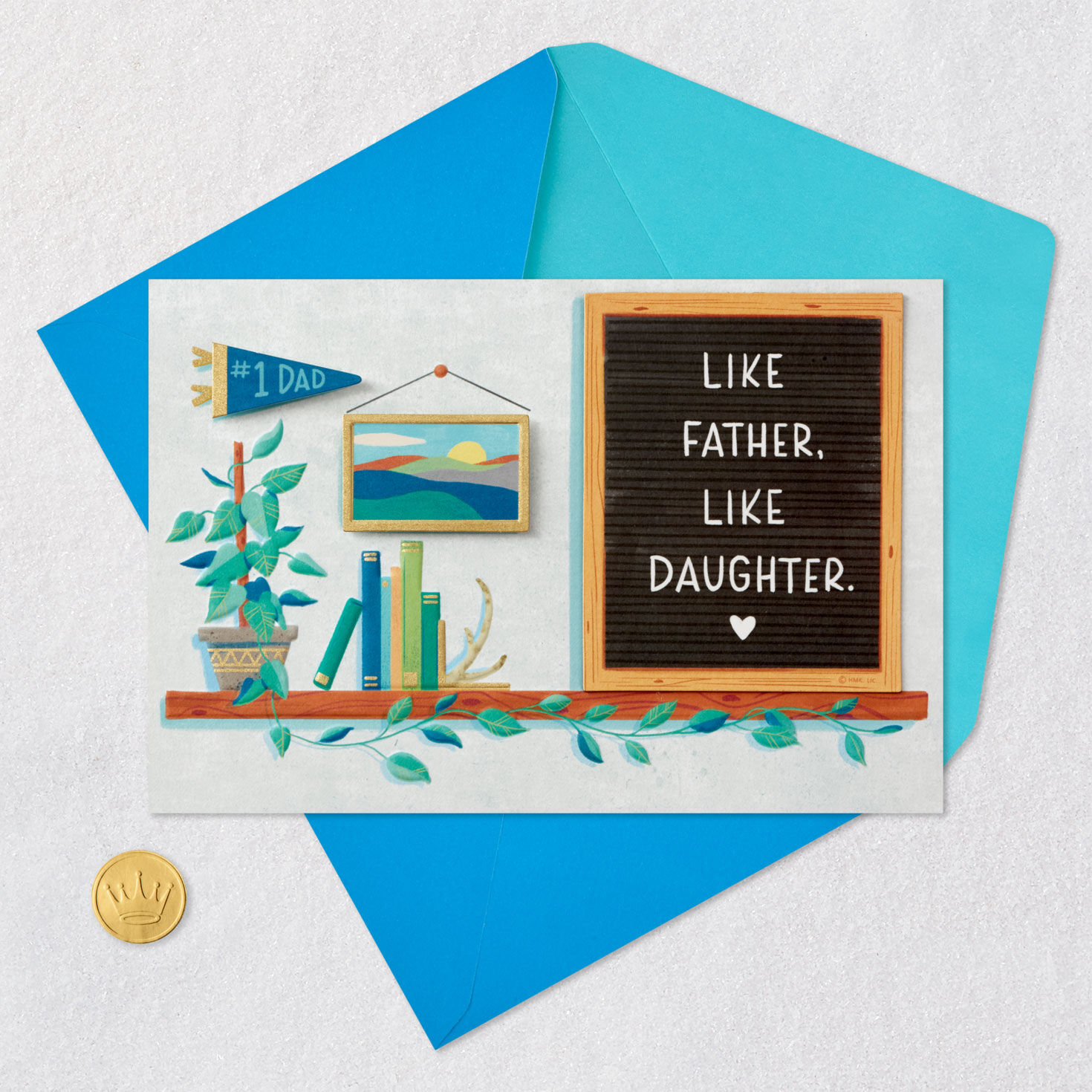 Like Father, Like Daughter Father's Day Card With Magnet Card Front with Envelope and Gold Seal image number 7